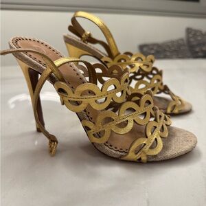 Tory Burch Gold Cutout Heels